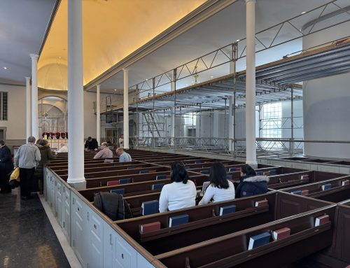 We had the church ceiling painted during February-March.